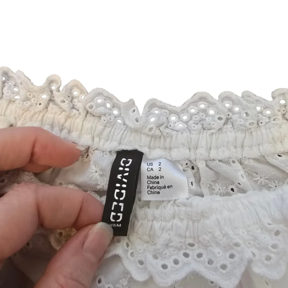3/$15 Divided White Peasant Eyelet Crop Top Size 2